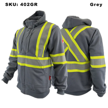 Load image into Gallery viewer, Atlas Zip-up FR/AR Hoodies w/ Segmented 4” Stripes - Grey