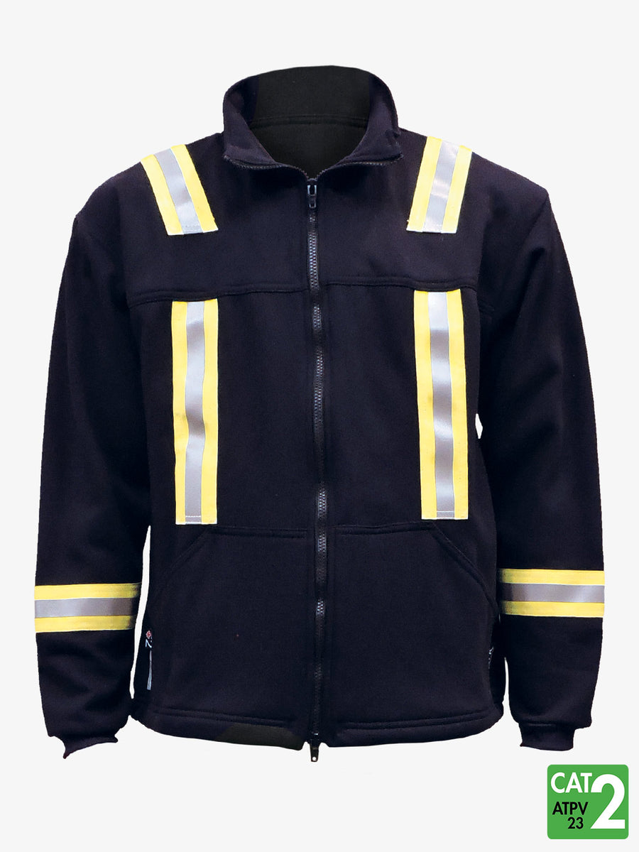 Navy Fleece Full Zip Jacket With Reflective Striping By IFR