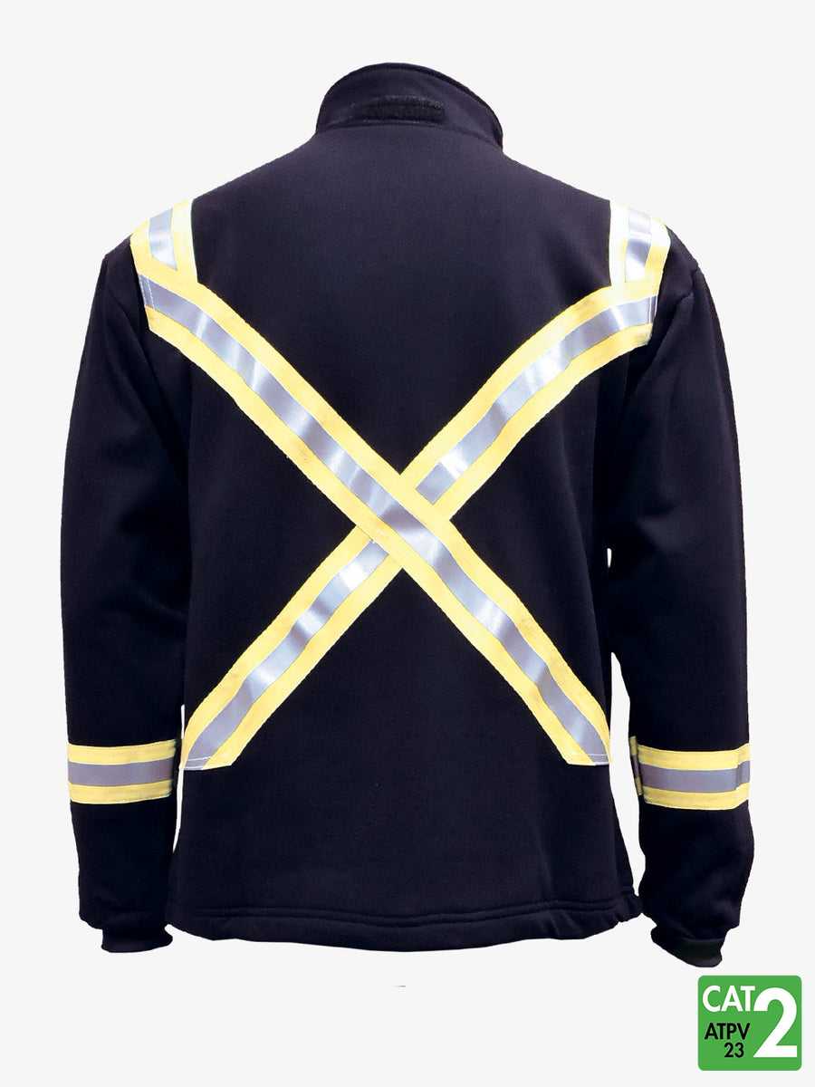 Navy Fleece Full Zip Jacket With Reflective Striping By IFR