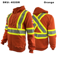 Load image into Gallery viewer, Atlas Zip-up FR/AR Hoodies w/ Solid 4” Stripes - Orange