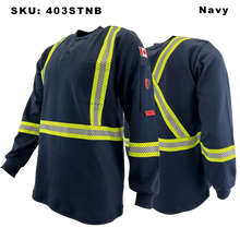 Load image into Gallery viewer, Atlas FR/AR Henley Shirt - Navy Striped