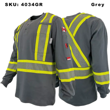 Load image into Gallery viewer, Atlas FR/AR Henley Shirts w/ 4” Segmented Striping - Grey
