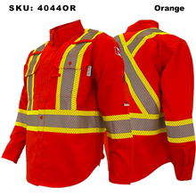 Load image into Gallery viewer, Atlas FR/AR Work Shirts with 4” Segmented Striping - Orange