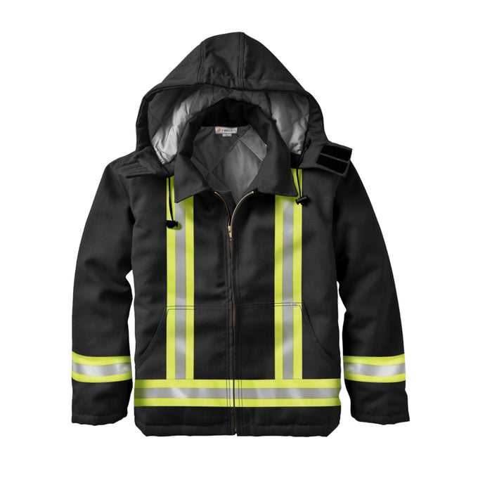 RascoFR Canvas Hooded Jacket w CSA Trim -  Black