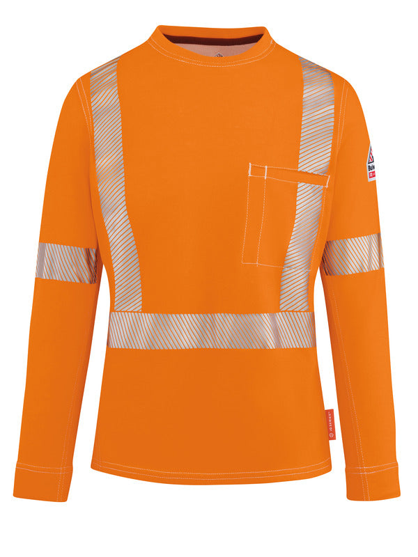 Bulwark IQ Series Comfort Knit Women’s FR Long Sleeve T-Shirt w/ Reflective Trim - Orange