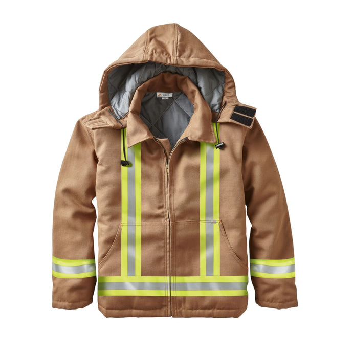 RascoFR Canvas Hooded Jacket w CSA Trim -  Brown