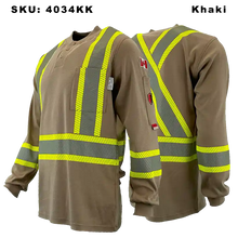 Load image into Gallery viewer, Atlas FR/AR Henley Shirts w/ 4” Segmented Striping - Khaki

