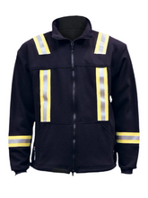 Load image into Gallery viewer, Navy Fleece Full Zip Jacket With Reflective Striping By IFR Workwear Style OSN324
