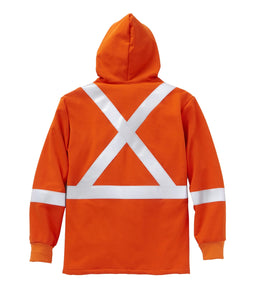 Rasco FR Hi Vis Orange Zip Hoodie w/ Detachable Hood & 2" CSA Trim