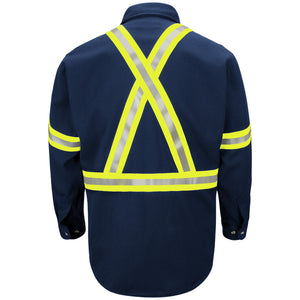 Bulwark Men’s FR Uniform Shirt w/ Reflective Trim - Navy