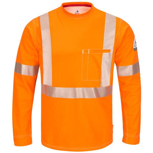 Bulwark IQ Series Comfort Knit Men’s FR Long Sleeve T-Shirt w/ Reflective Trim - Orange
