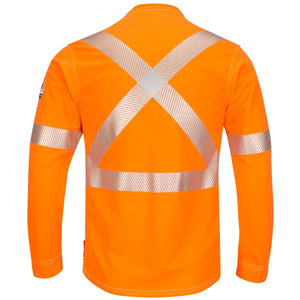 Bulwark IQ Series Comfort Knit Men’s FR Long Sleeve T-Shirt w/ Reflective Trim - Orange