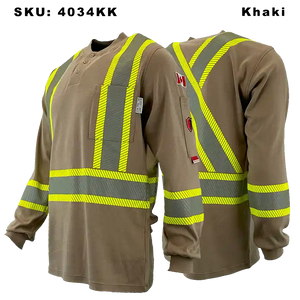 Atlas FR/AR Henley Shirts w/ 4” Segmented Striping - Khaki