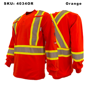 Atlas FR/AR Henley Shirts w/ 4” Segmented Striping - Orange