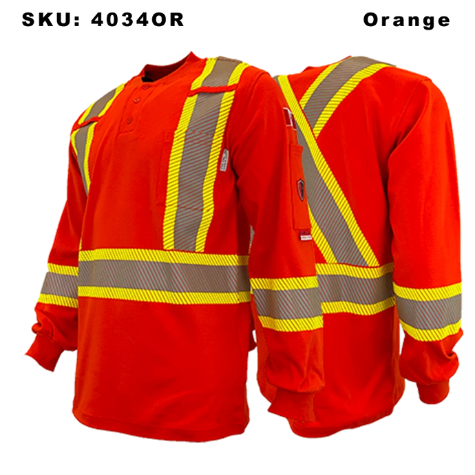 Atlas FR/AR Henley Shirts w/ 4” Segmented Striping - Orange