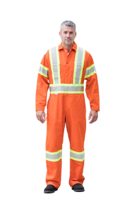 Poly/Cotton Coveralls With 4″ Reflective Tape - Orange