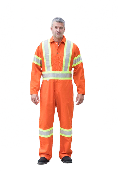 Poly/Cotton Coveralls With 4″ Reflective Tape - Orange