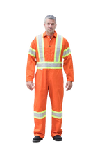 Load image into Gallery viewer, 100% Cotton Coveralls With 4″ Reflective Tape - Orange
