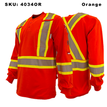 Load image into Gallery viewer, Atlas FR/AR Henley Shirts w/ 4” Segmented Striping - Orange
