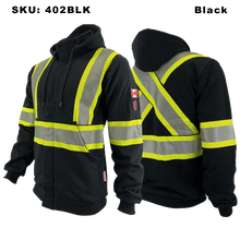 Load image into Gallery viewer, Atlas Zip-up FR/AR Hoodies w/ Segmented 4” Stripes - Black
