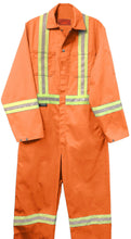Load image into Gallery viewer, Poly/Cotton 2” Reflective Tape Coveralls - Orange
