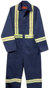 Poly/Cotton 2” Reflective Tape Coveralls - Navy