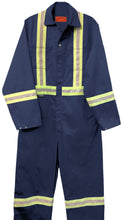 Load image into Gallery viewer, Cotton Coveralls with 2” Reflective Tape &amp; Metal Button Closure - Navy
