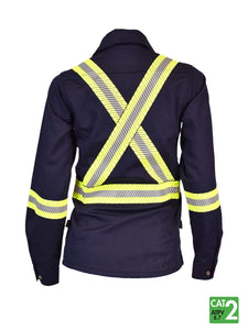 Women's Ultrasoft® 7oz Deluxe Segmented Striped Work Shirt IFR 673- Navy