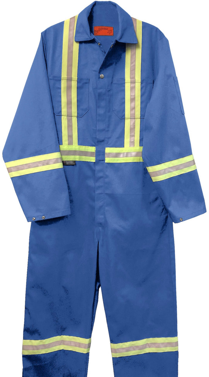 Poly/Cotton 2” Reflective Tape Coveralls - Royal Blue